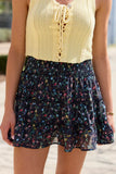 Through The Garden Black Multi Floral Skort
