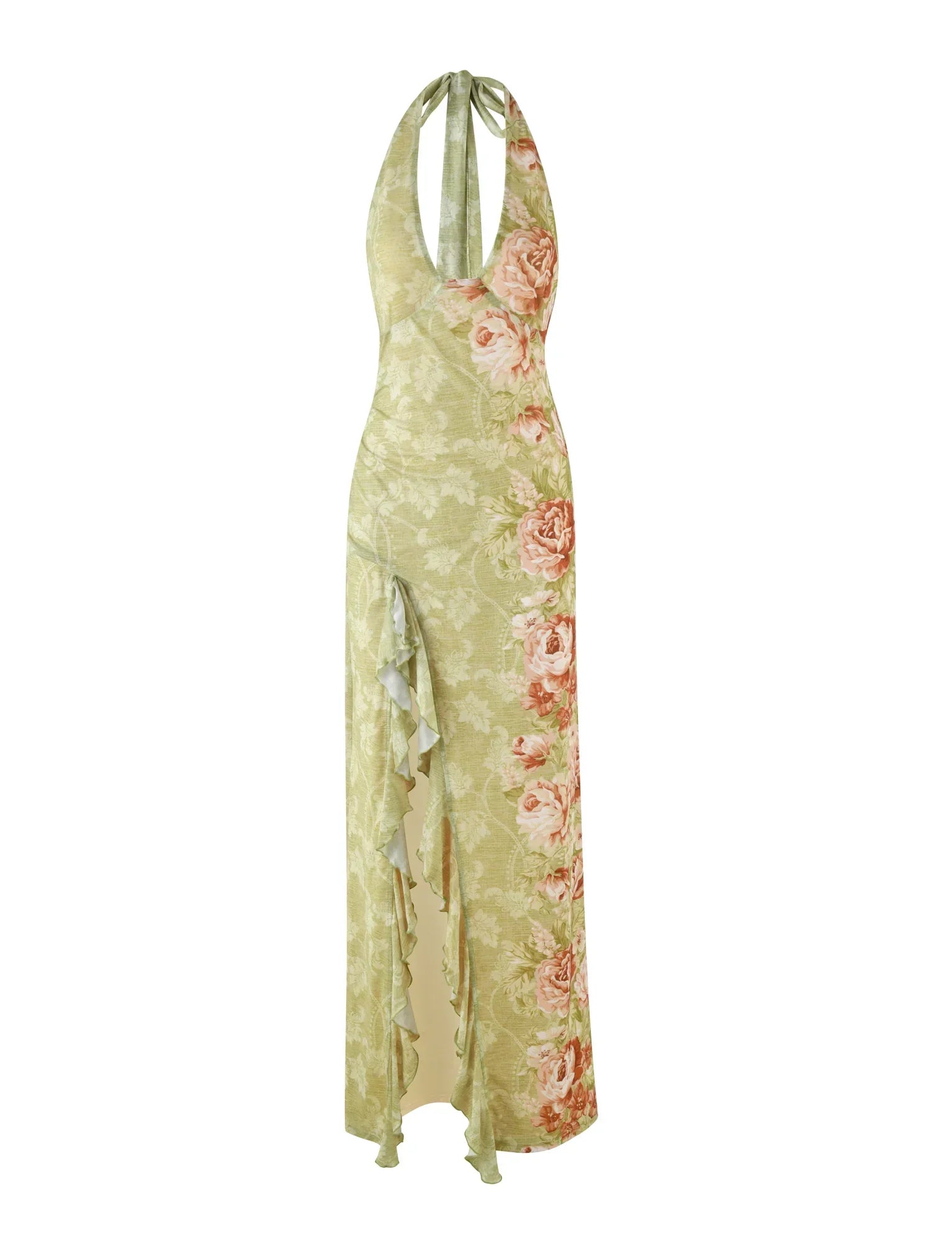 SIRENA MAXI DRESS YELLOW FLORAL ROSE STRIPE
