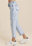 Stove Pipe Distressed Jeans Acid Wash