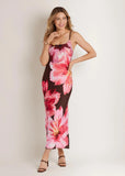 Hibiscus Floral Maxi Dress Brown Floral