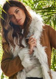 Faux Suede And Sherpa Coat Tan