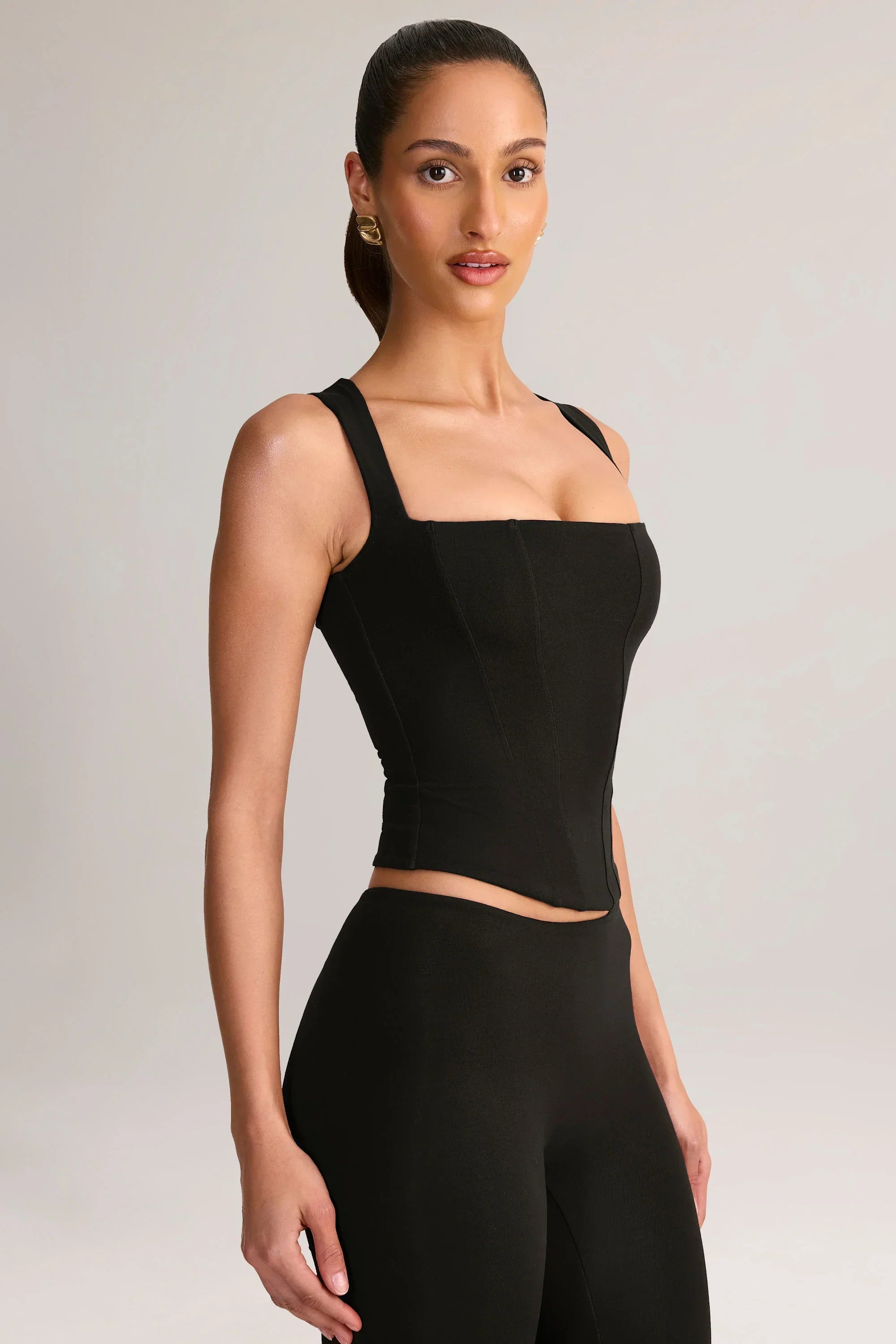 Modal Square Neck Top in Black