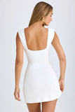 Modal Ruched A Line Mini Dress in White