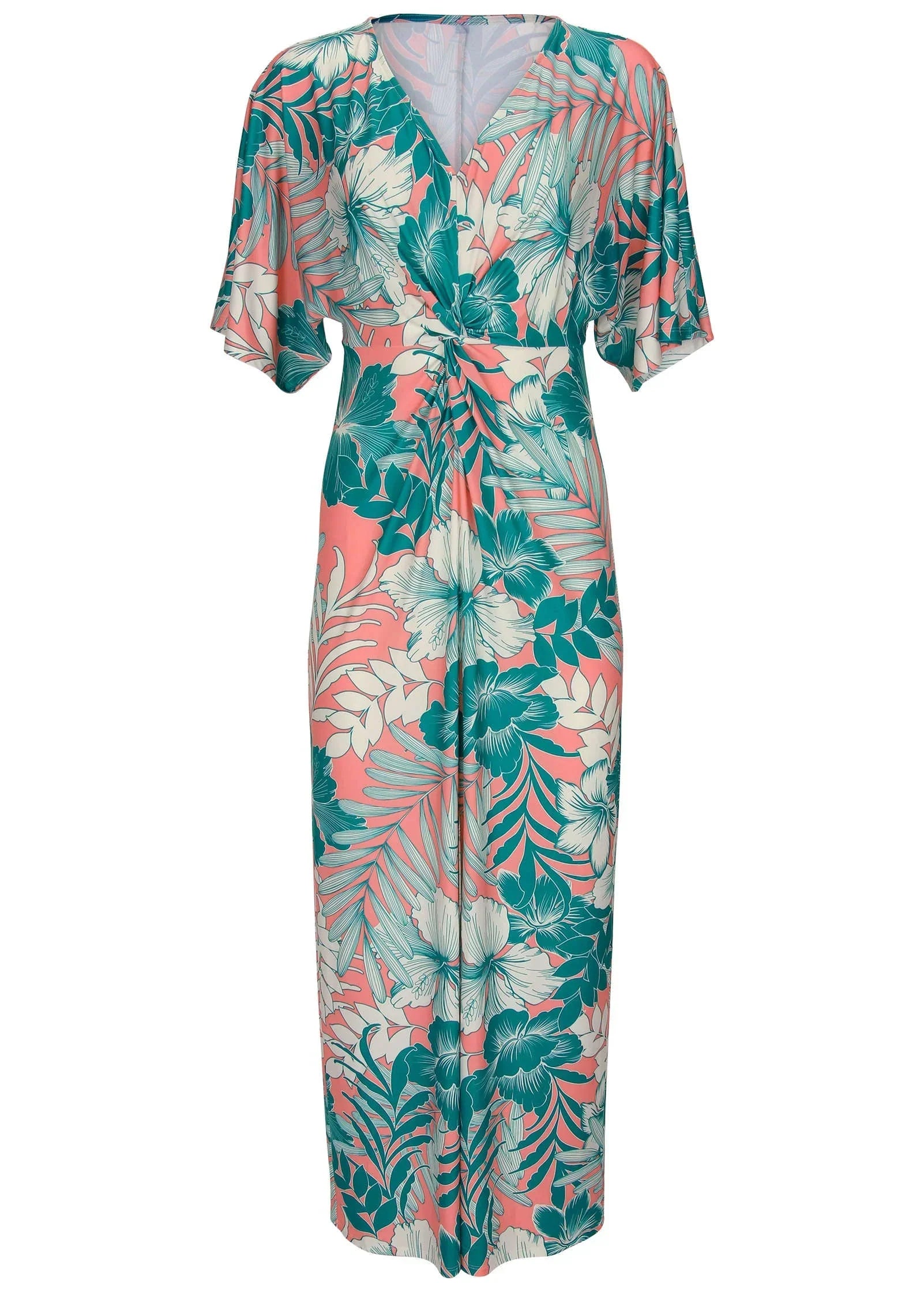 Twist Front Maxi Dress Tropicana Peach Floral