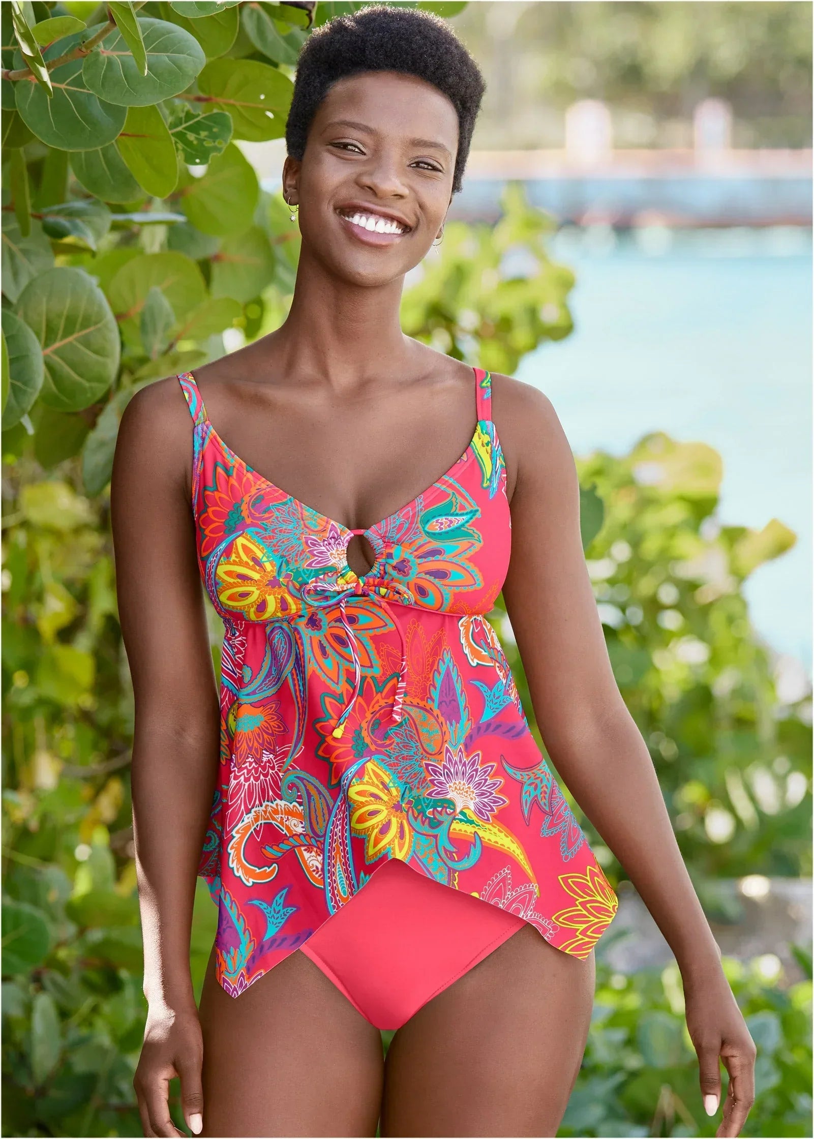 Sharkbite Hem Tankini Top Festive Occasion