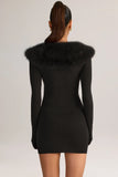 Knit Mid Rise Mini Skirt in Black