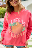 Life Is Peachy Light Red Graphic Sweatshirt