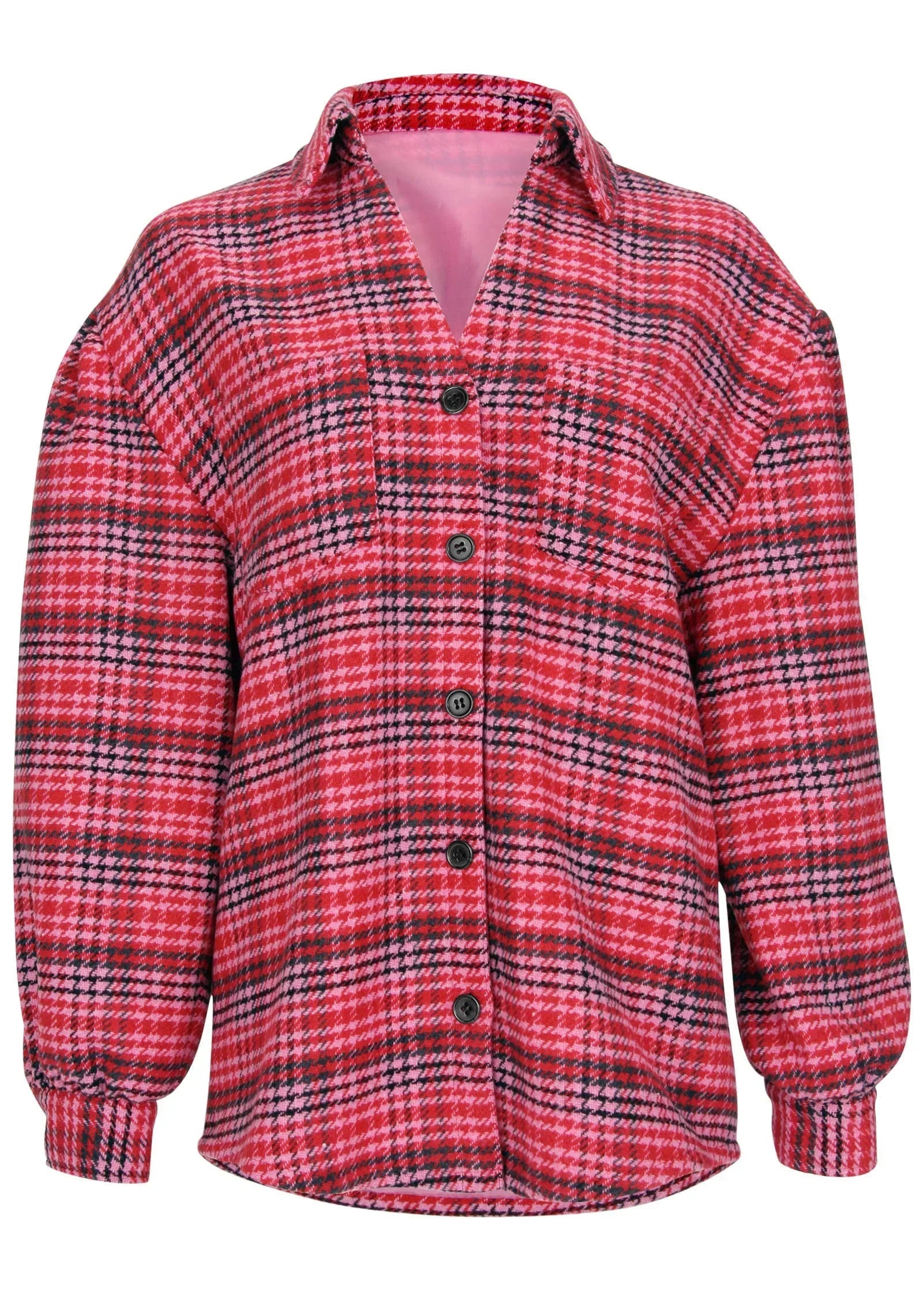 Plaid Shacket Red Multi