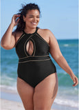 High Neck One Piece Black Beauty