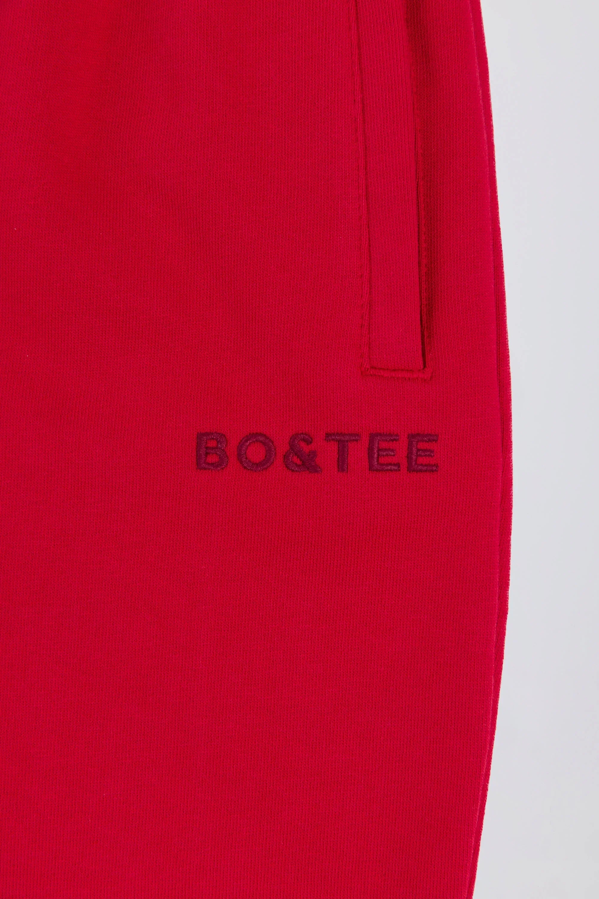 Soft Cotton Jersey Mid Rise Wide Leg Joggers in Hot Red