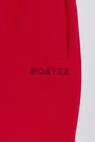 Soft Cotton Jersey Mid Rise Wide Leg Joggers in Hot Red