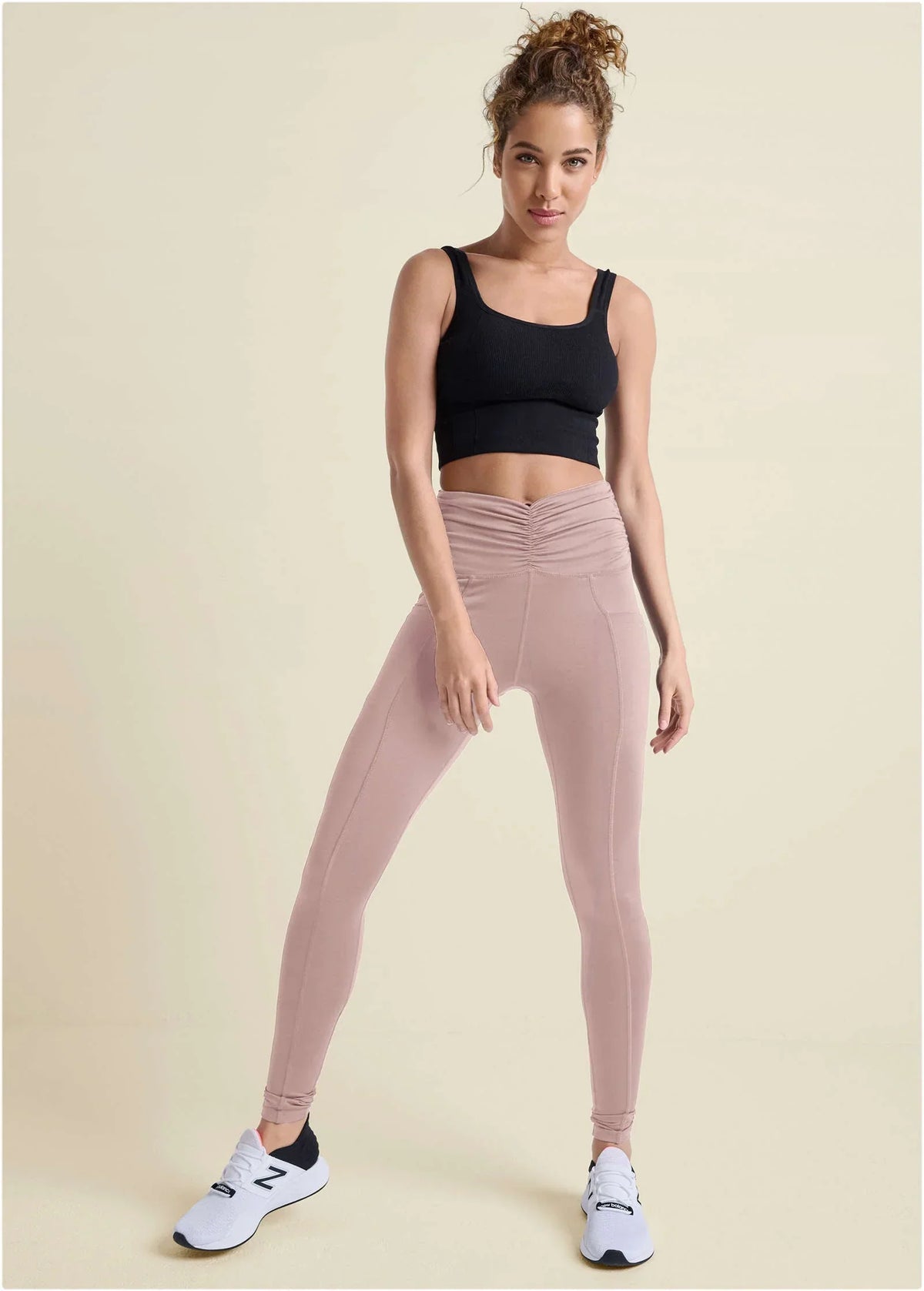 Ruched Waist Leggings Tan