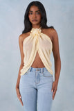 Halterneck Open Front Top in Butter Yellow