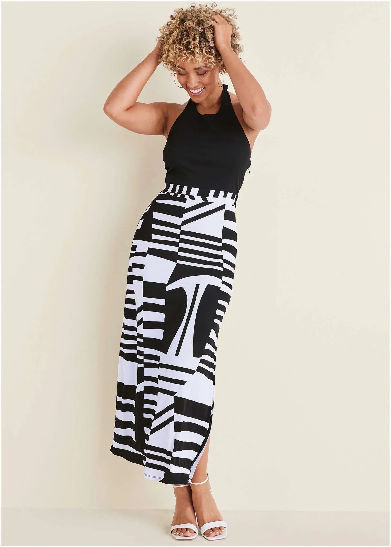 Twofer Maxi Dress Modern Abstract
