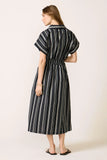 Sailor Smocked Waist Midi Shirt Dress