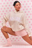Oversized Applique Hoodie in Ivory Polka Dot