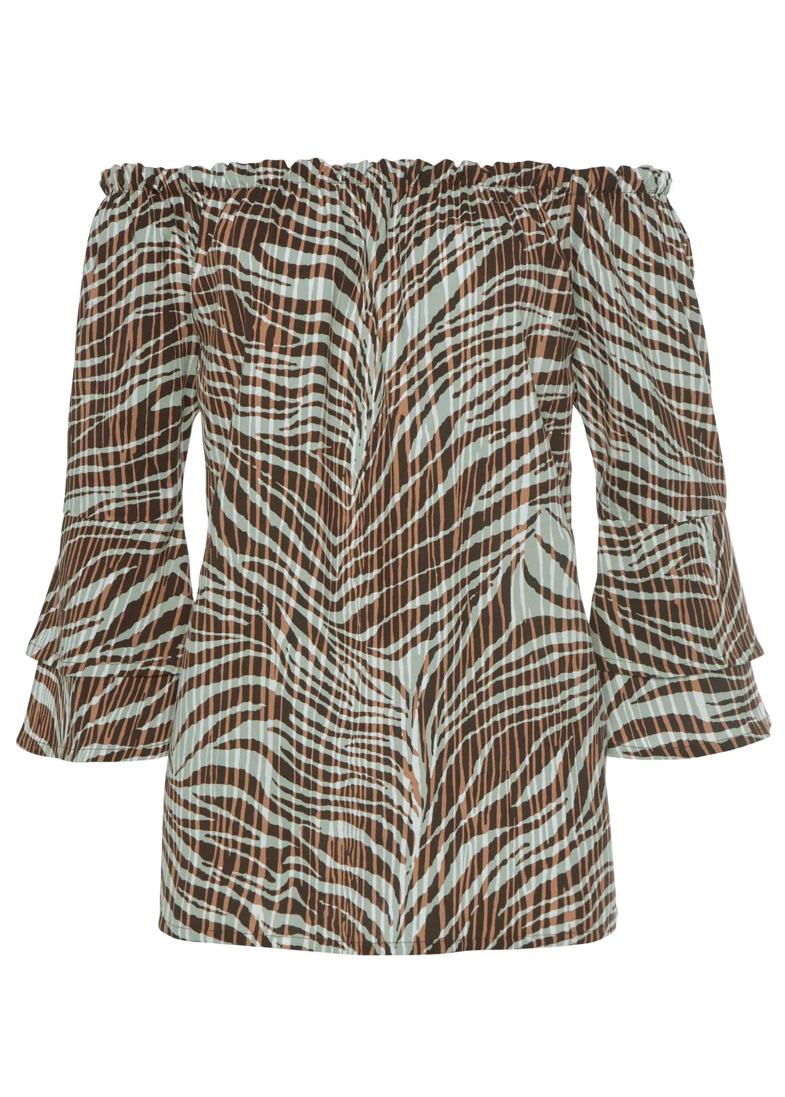 Off The Shoulder Top Brown Multi