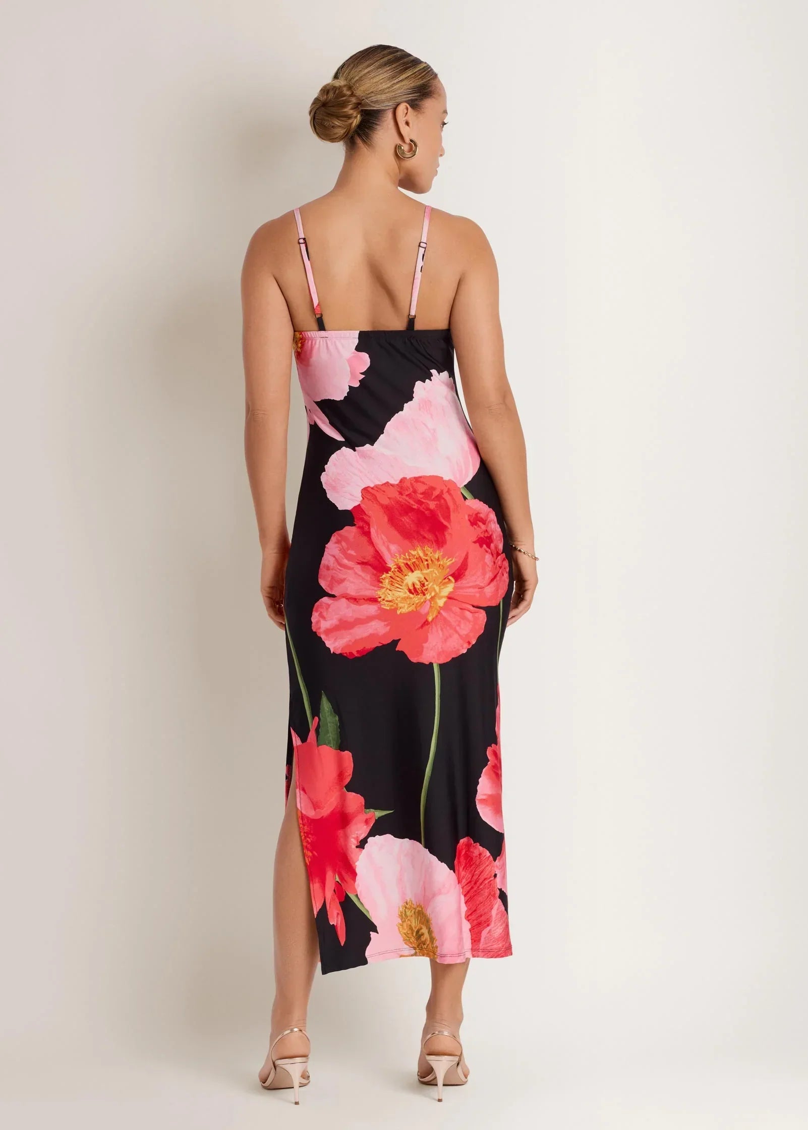 Large Poppies Maxi Dress Black Floral