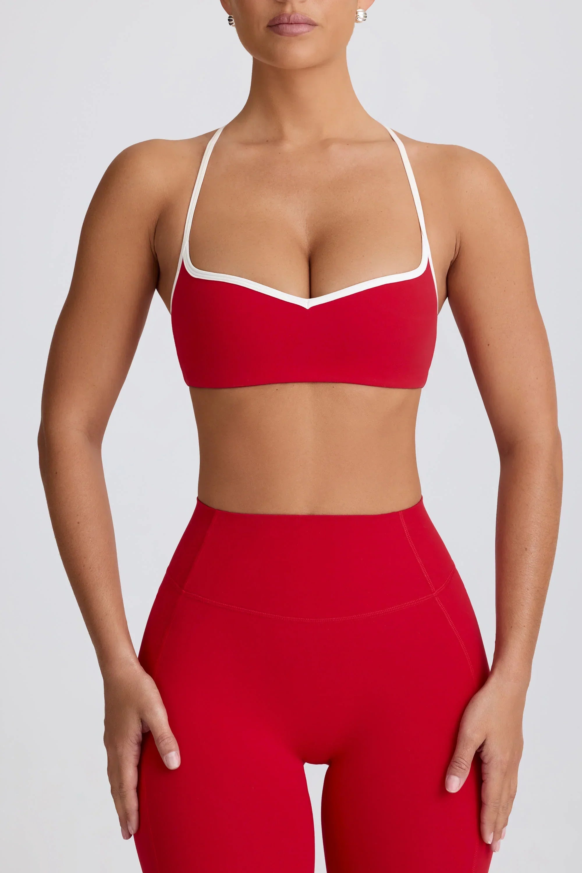 Soft Active Sweetheart Neck Sports Bra in Hot Red