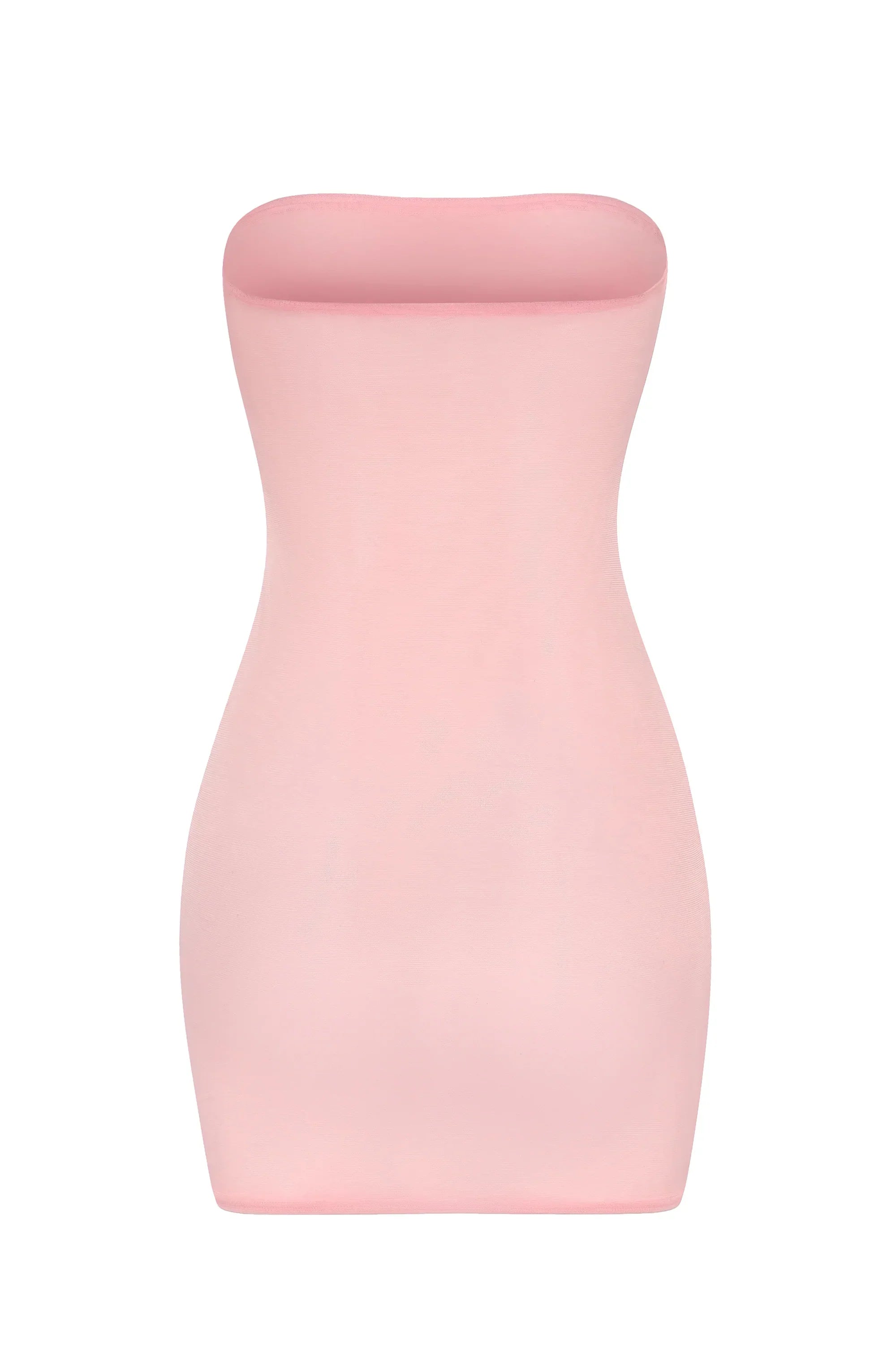 Soft Sheer Mesh Bandeau Mini Slip Dress in Pink