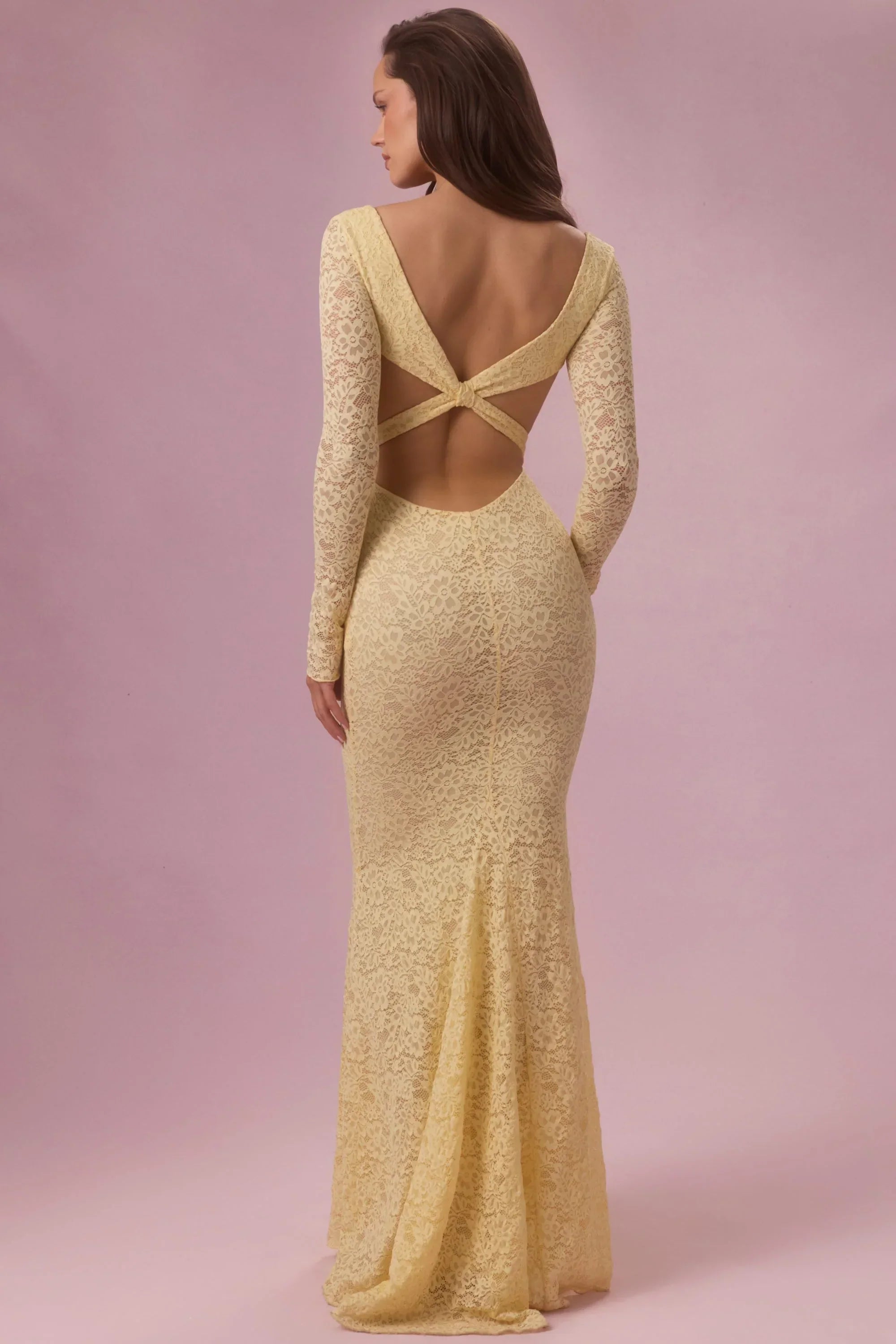 Lace Long Sleeve Maxi Dress in Butter