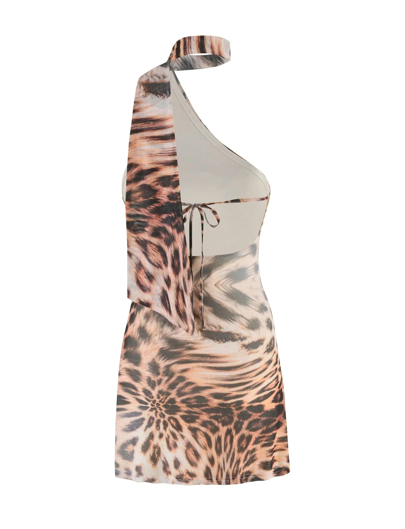 ALLIRA MESH MINI DRESS 20 NEUTRAL LEOPARD LEOPARD HAZE