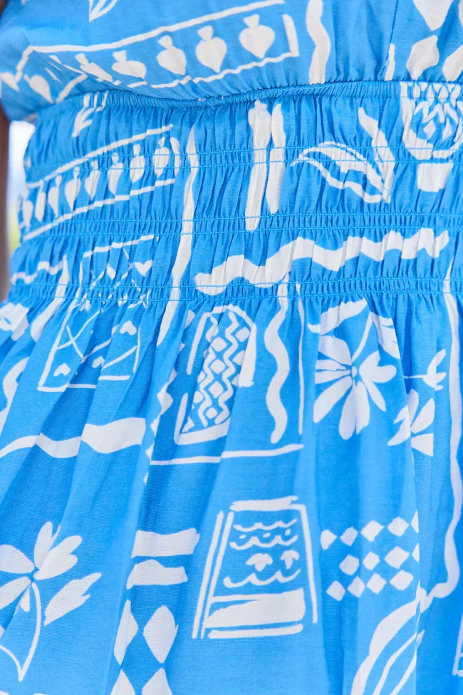 Low Tide Blue Icon Print Mini Dress