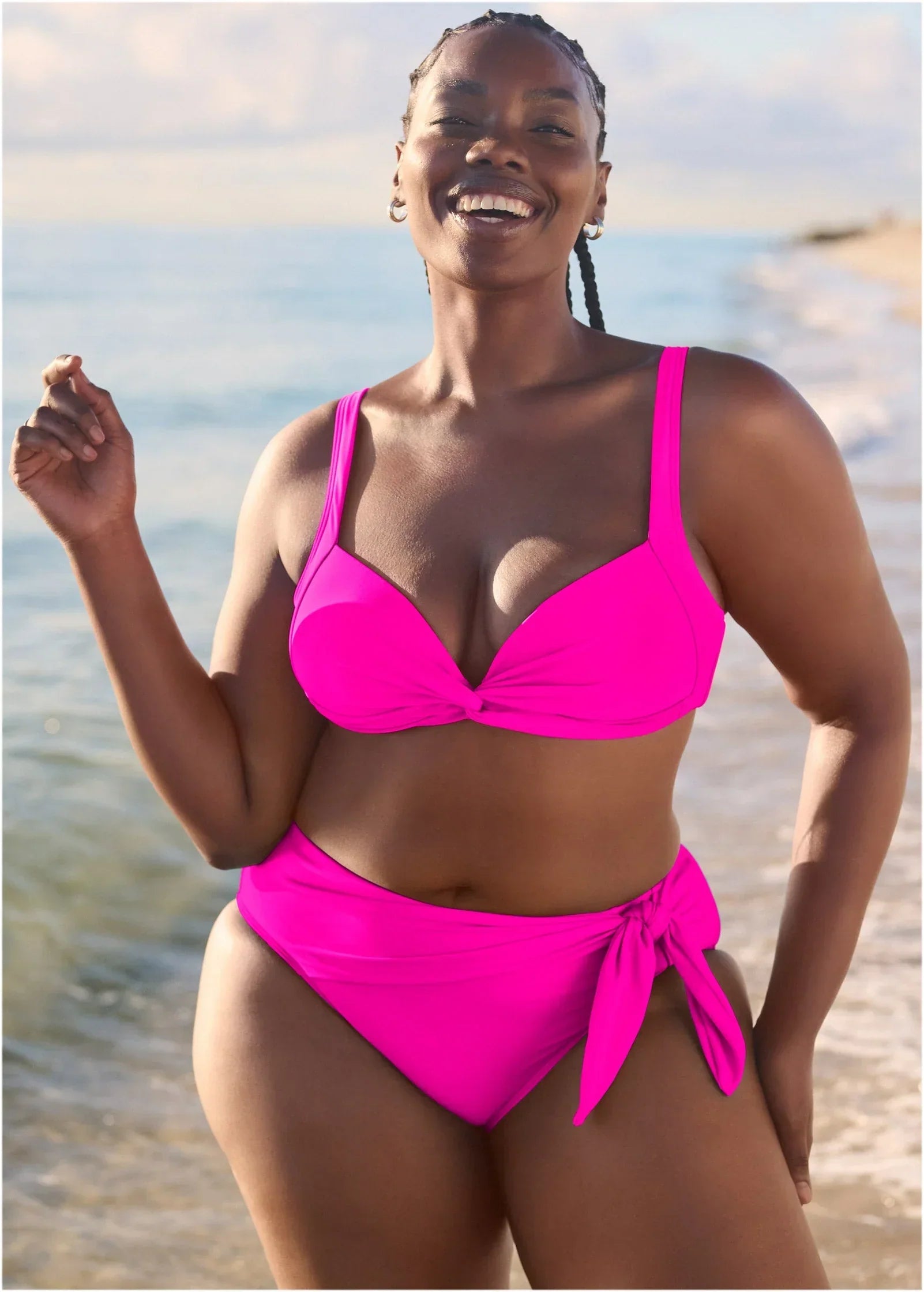 St Lucia Twist Bikini Top Electric Pink