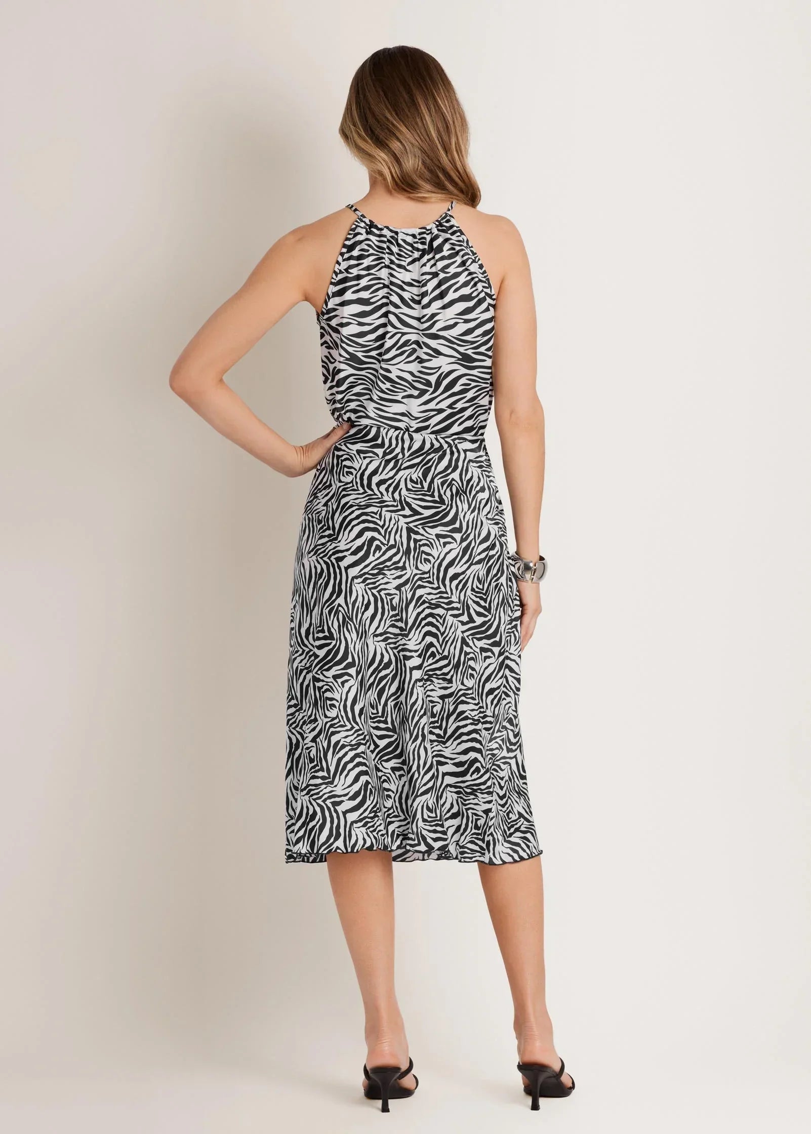 Two Piece Halter Skirt Set Zebra Print