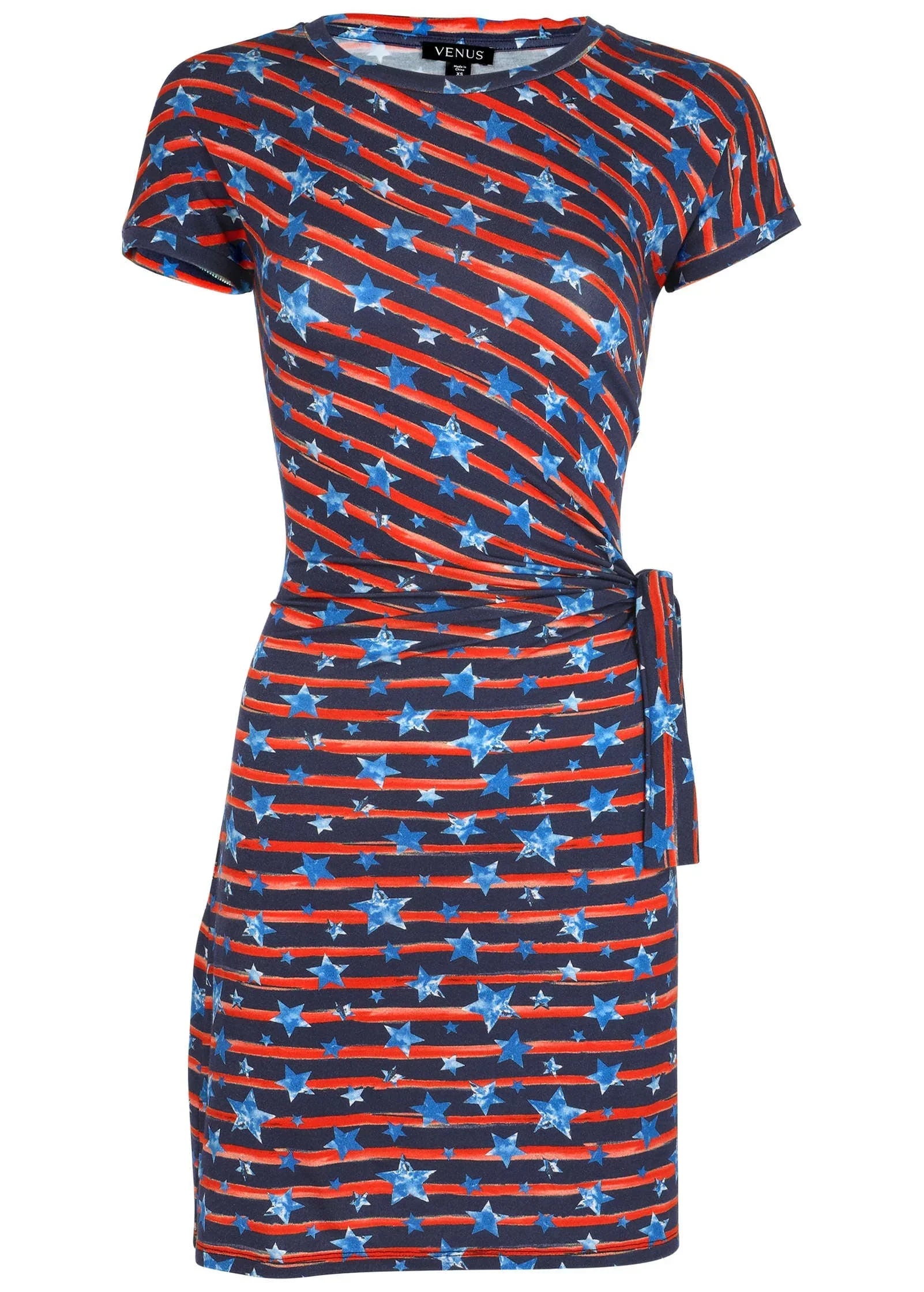 Tie Front T Shirt Dress Dark Gettysburg Gouache