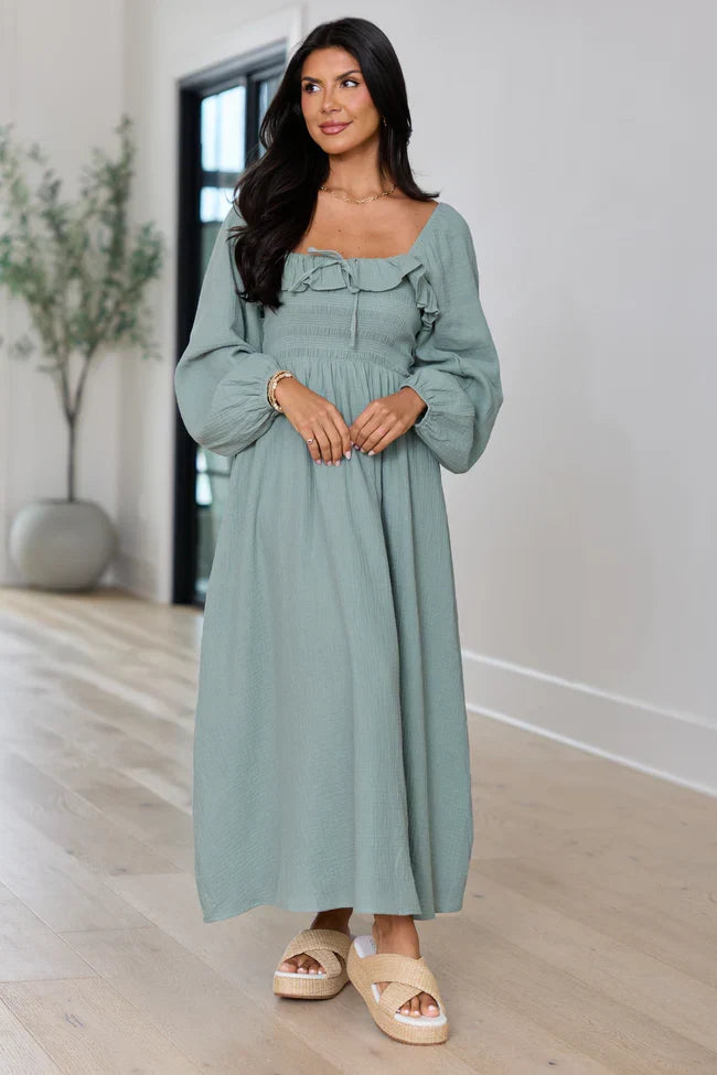 Elaine Sage Smocked Top Maxi Dress