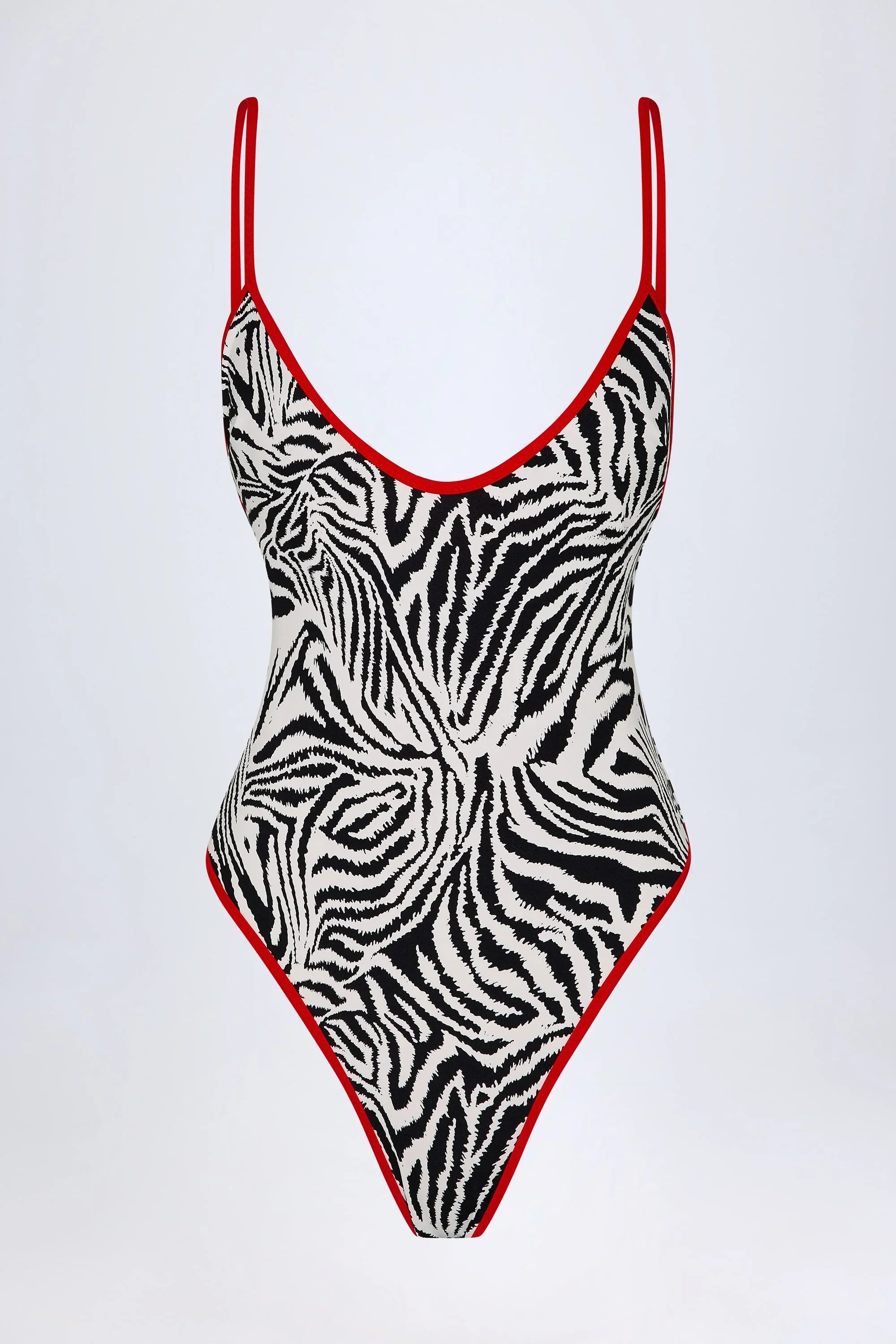 Charm Detail Cross Back Swimsuit in Zebra Print