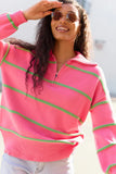 Sunday Stripe Club Pink And Green Quarter Zip