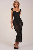 Sweetheart Neck Maxi Dress in Black