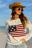 Home Of The Free Ivory Textured Flag Sweater