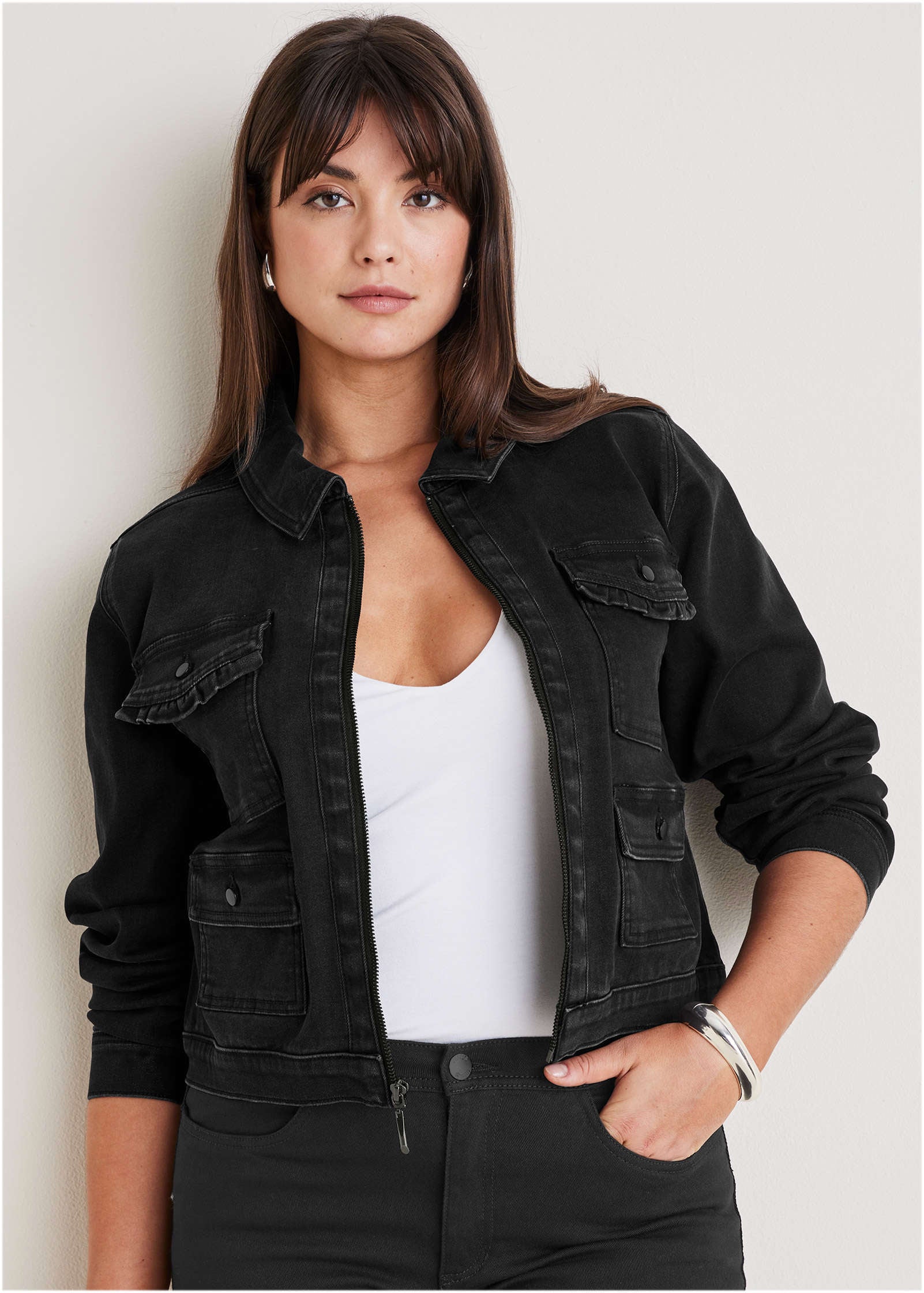 Denim Cargo Jacket Black Wash