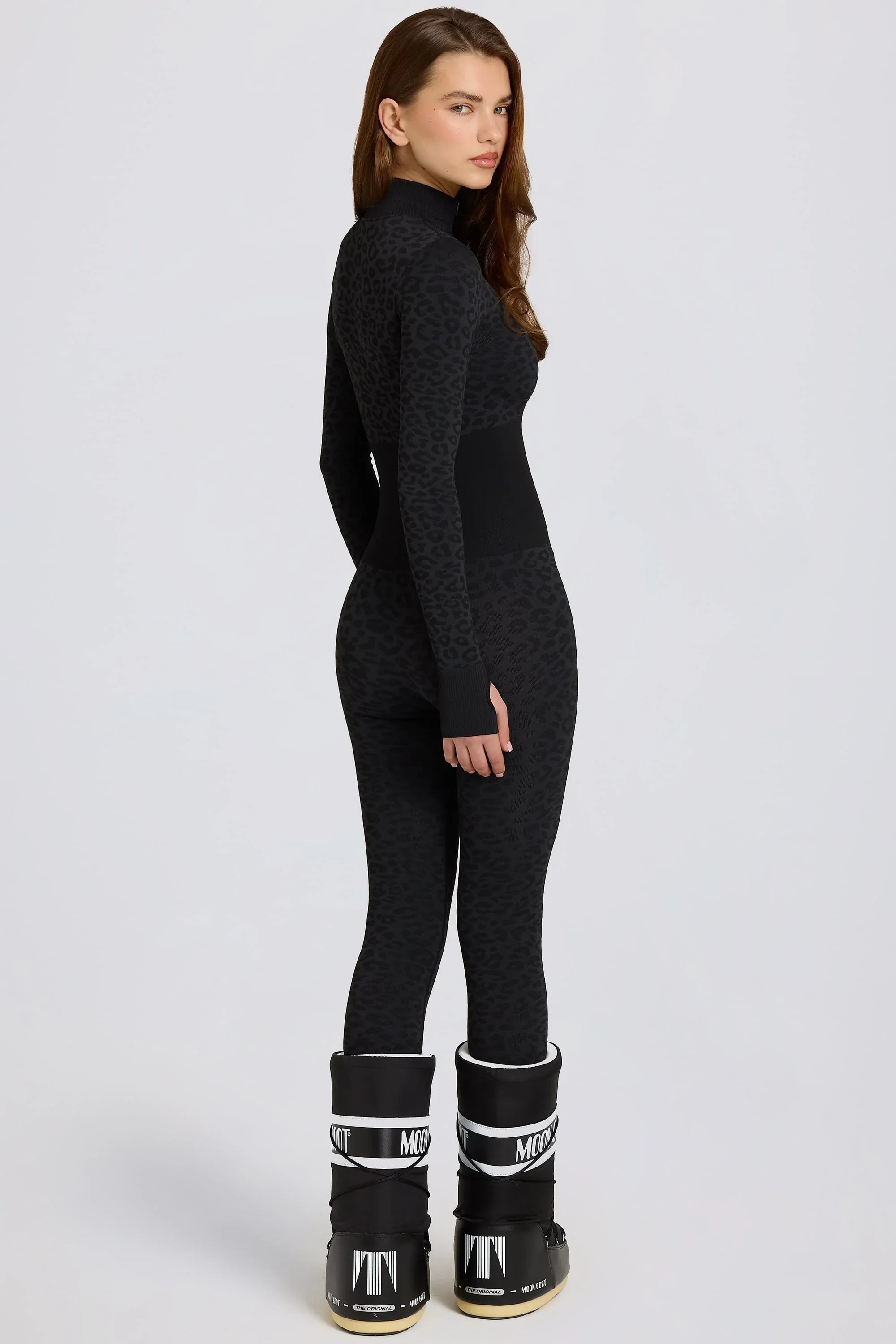 Thermal Base Layer Jumpsuit in Black Leopard