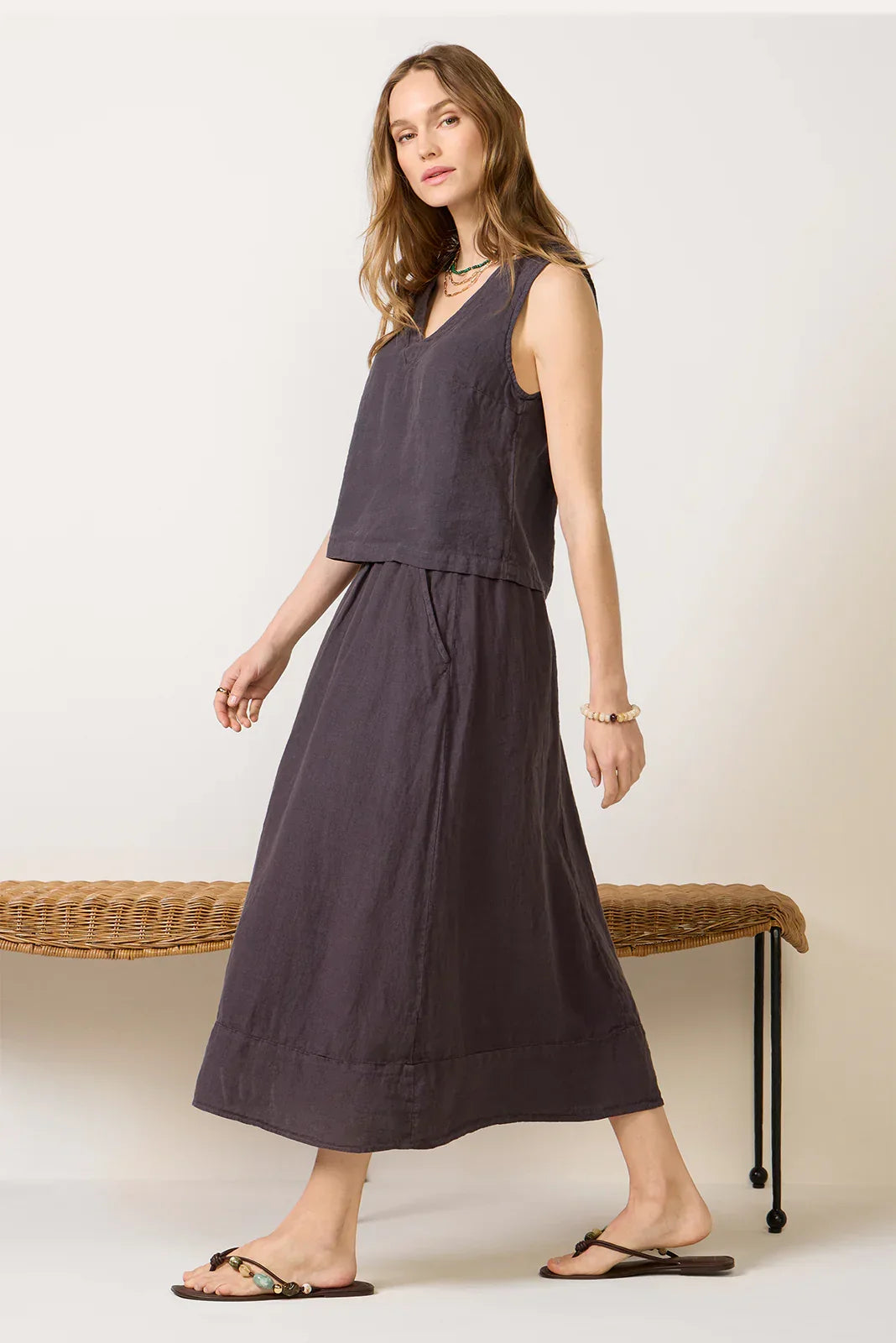 V Neck Linen Tank