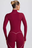 Soft Active Zip Up Jacket in Burgundy