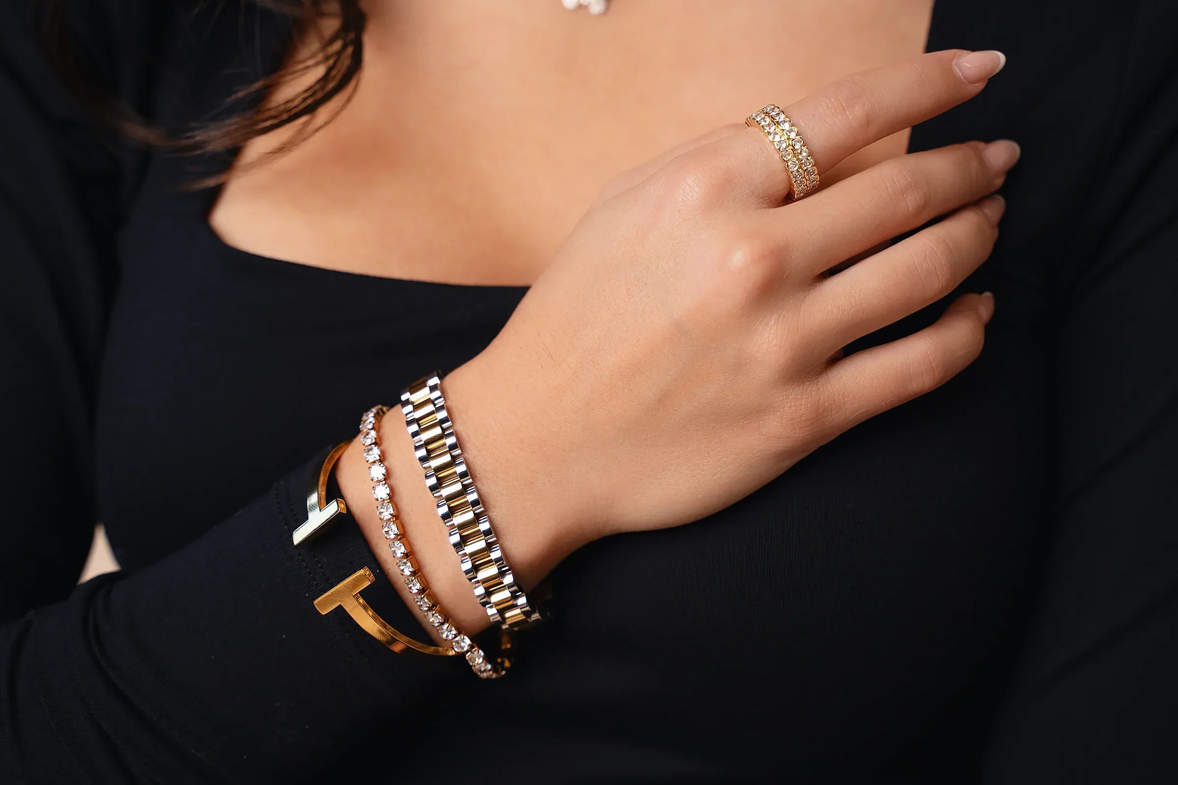 Vega Silver and Gold Band Bracelet