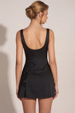 Embellished Scoop Neck Fitted Mini Dress in Black