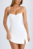 Modal Sweetheart Neck A Line Mini Dress in White