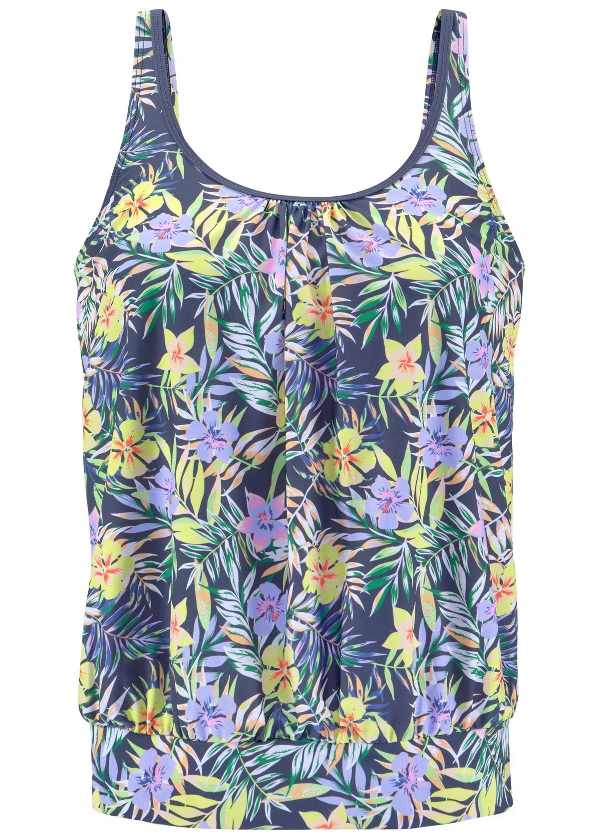 Blouson Tankini Top Yellow Flora Tropical