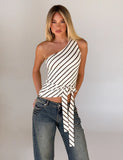 LYLE ONE SHOULDER TOP YELLOW STRIPE