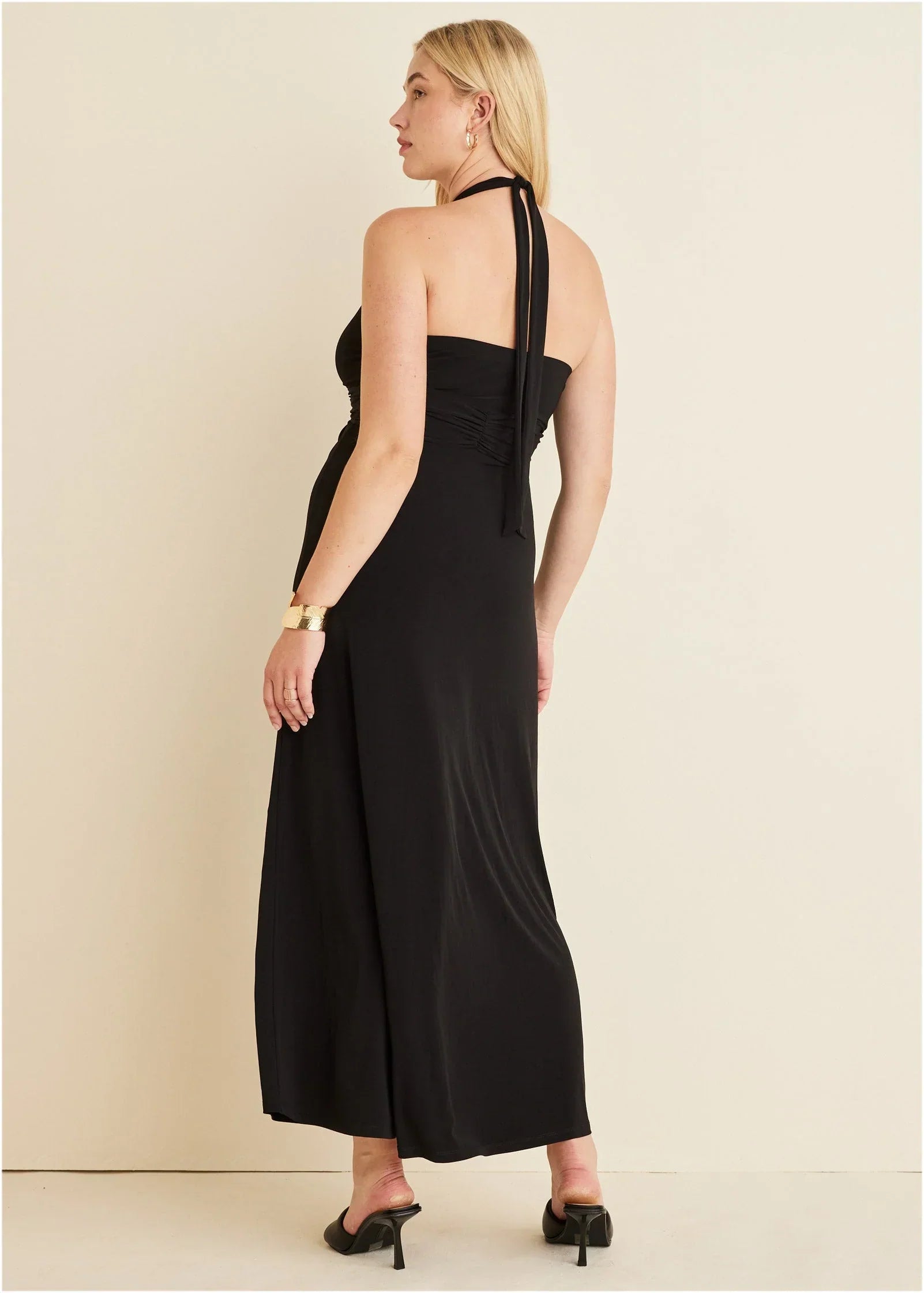 Plunging Knot Maxi Dress Jet Black
