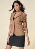 Fringe Suiting Blazer Camel