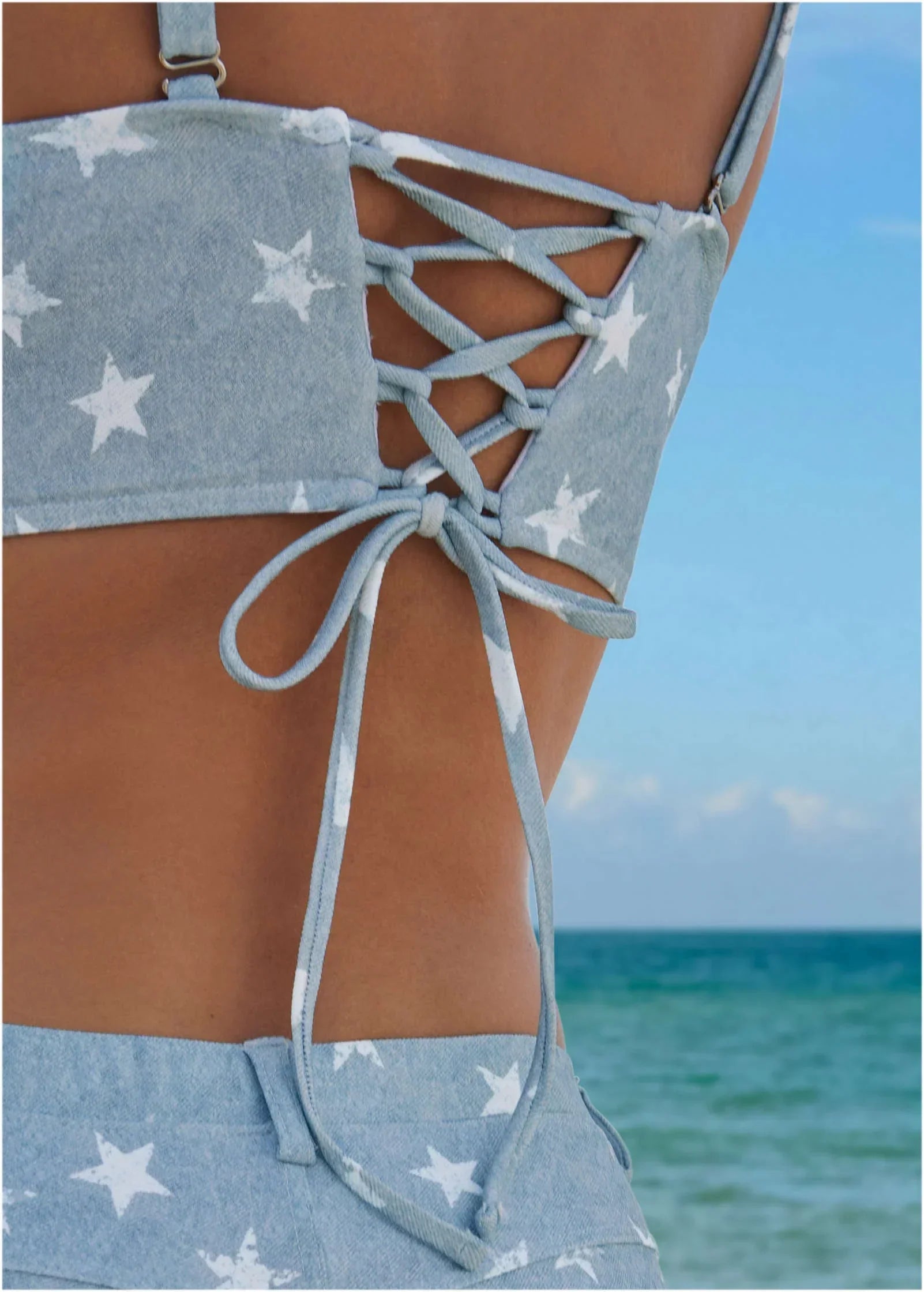 Denim Underwire Bikini Top Denim Star