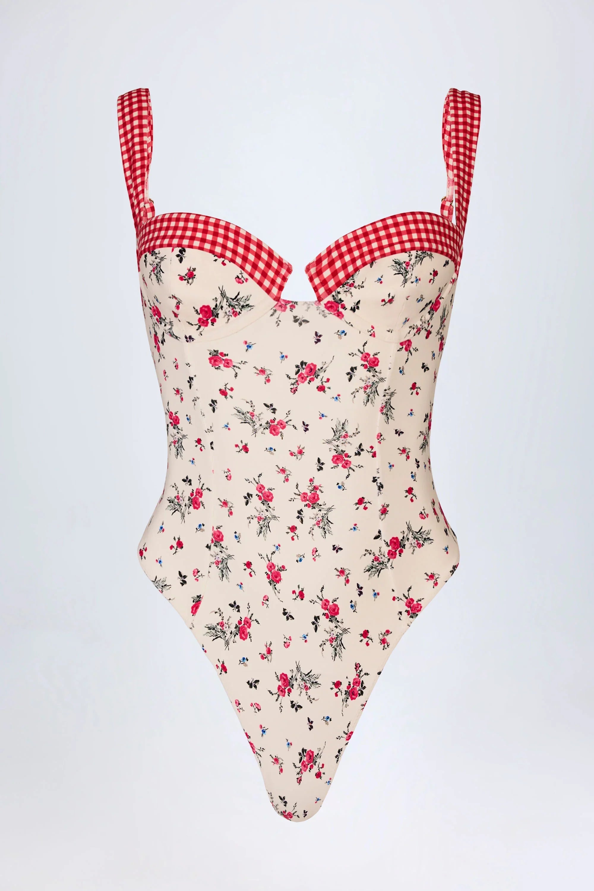Underwired Balconette Swimsuit in Red Floral