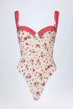 Underwired Balconette Swimsuit in Red Floral