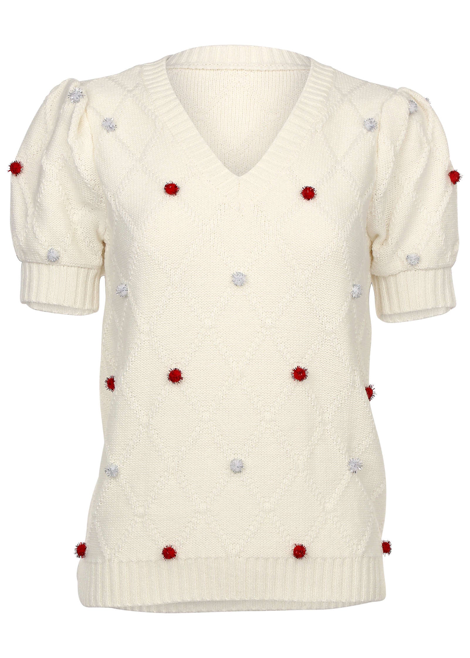 Pom Pom Sweater White Multi